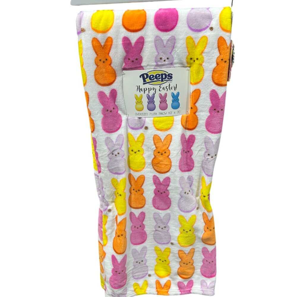 Happy Easter Peeps Velvet Plush Throw Blanket 60x70